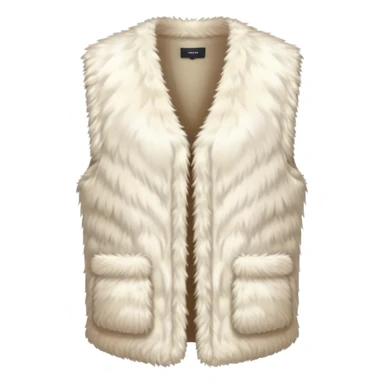 A plain, fluffy fur vest in near-white cream color without pockets sticker