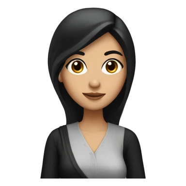 arab white girl with long black hair holding a date sticker