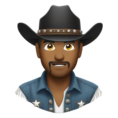 A cowboy giving the 🤘🏼 but turn it upside down sticker