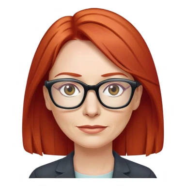 middle age Red head long straight hair pale skin wearing glasses sticker