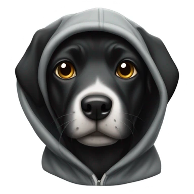 Black Dog wearing a hoodie sticker