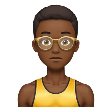 skinny black boy athlete in stringer with gold glasses sticker