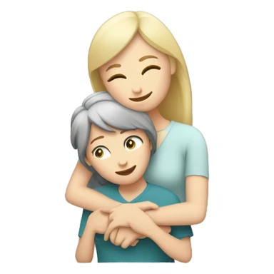 White Mom giving a hug to Caucasian daughter sticker