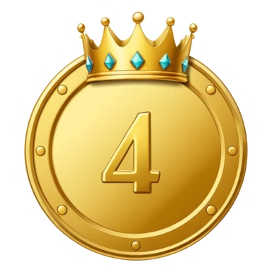 Make the paid subscription icon round and gold with the number 4 and a crown. sticker