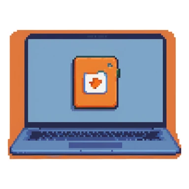 a blue laptop having a logo that says cmv on the back of it sticker