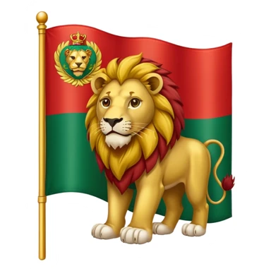 flag with green stripe on top and red stripe on bottom with lion in middle sticker
