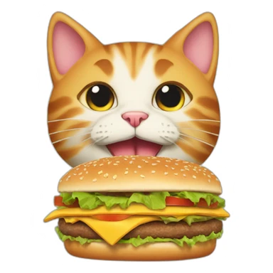 Cat eat the burger sticker