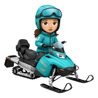 Can you create an emoji of a brunette girl on a teal polaris khaos 850 155 snomobile sticker