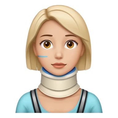 Add a neck brace to this woman, keep everything else the same sticker