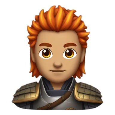 Samurai with fire hair sticker