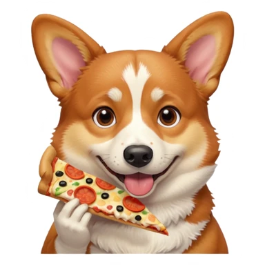 tricolor corgi eating pizza sticker