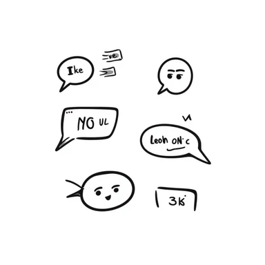 notion doodle style online forum with hand-drawn chat bubbles and user icons sticker