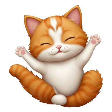 ginger and white small cat in funny positions upside down with eyes closed sticker