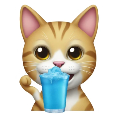 a cat drinking blue slush sticker