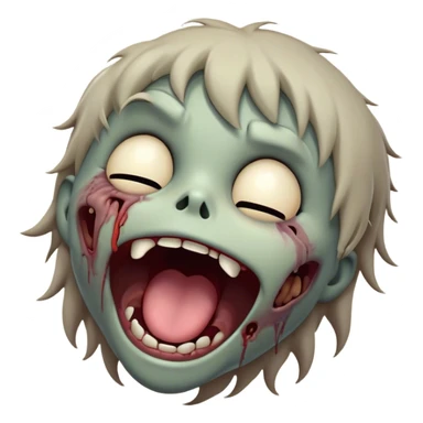 Cinematic Cute Yawning Zombie Portrait Emoji, with a delightfully quirky, slightly disheveled face in muted ashen tones, head tilted back in a big, funny yawn that reveals quirky stitches and playful gaps, simplified yet irresistibly charming, highly detailed with a soft, eerie glowing outline capturing the sleepy, offbeat vibe of a zombie taking a nap! sticker