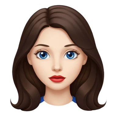 Woman with fair skin long brunette hair dark blue eyes and full lips sticker