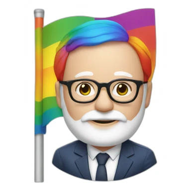 Frans Timmermans with a rainbow flag sticker