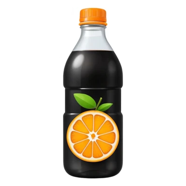 Create a drink in a plastic bottle with a black liquid named Kofola and orange sticker