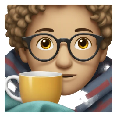 a boy in glasses drinking tea in a blanket sticker