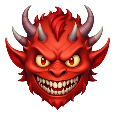 red horned demon with evil grin sticker