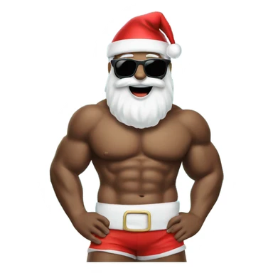 Santa with sunglasses on the beach  sticker