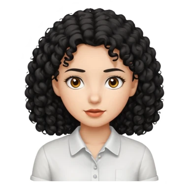 Girl with black curly hair brown eyes pretty and white shirt sticker