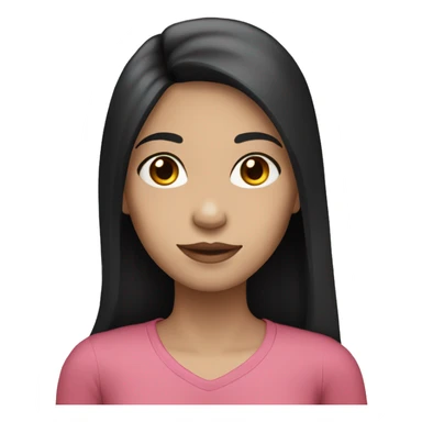 girl with long straight black hair with a middle part and pale skin sticker