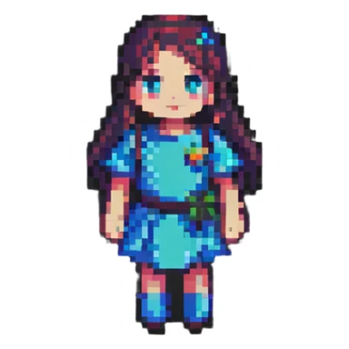 demure girl in pixel art style sticker