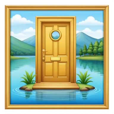 a door im the centre of a lake sticker