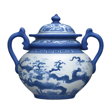 Blue and white oriental pot sticker