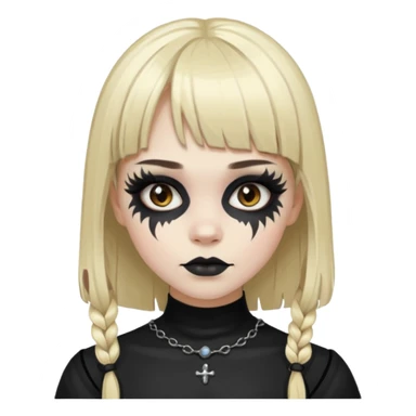 gótica con la cara pintada, pelo marrón oscuro y una mecha rubia en el flequillo  sticker