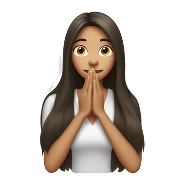 long hair Brunette girl with her Hands covering her mouth sticker