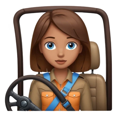 girl in a jeep, blue eyes and brown hair sticker