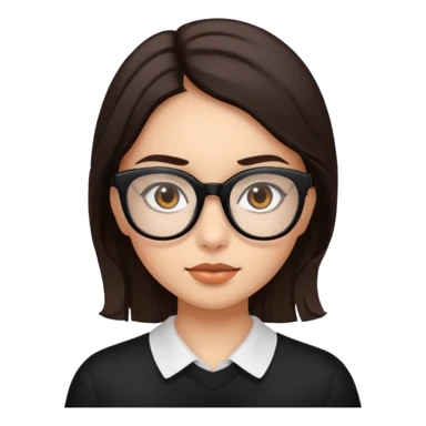 Brunette girl with brown eyes and black glasses  sticker
