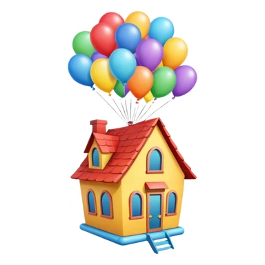 flying house with ballons sticker
