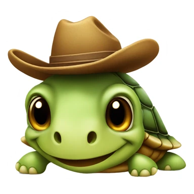 Turtle with a cowboy hat smirking sticker