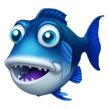 dangerous dark blue lantern fish with light cyan lips and fully blue eyes sticker