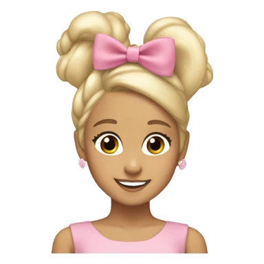 blonde ariana grande with a coquette pink bow on her hair sticker