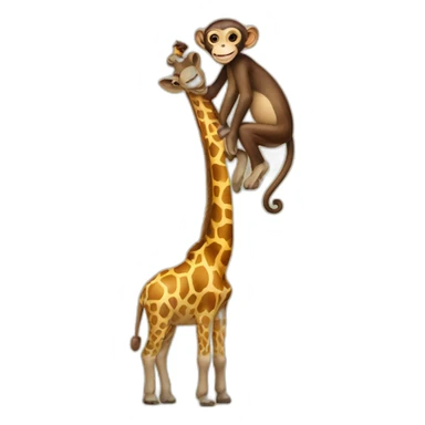 Monkey on a giraffe sticker