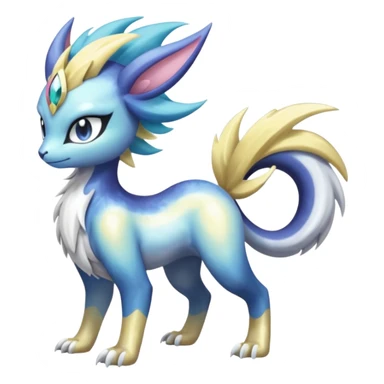 Shiny Sunny furry scaly painted Asian pastel-gradient Absol-Meloetta-Solgaleo-Luxray-Suicune-fusion sticker