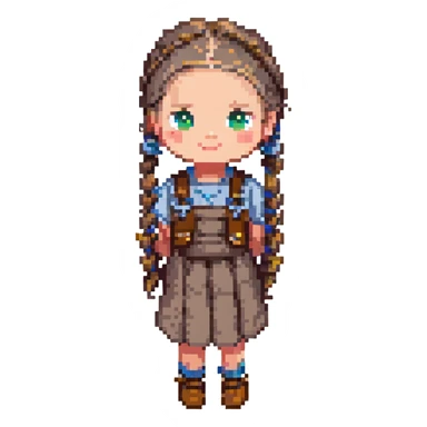 little black girl with braids, pixel art style sticker