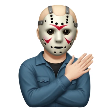 Jason Voorhees, looking cute, with his hands clasped in front of him, at a sideways angle, looks like he is in love sticker