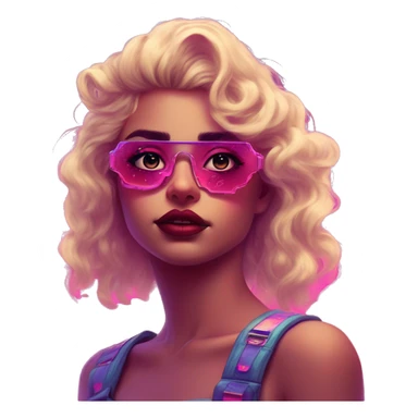 Synthwave sweetie in SNES style, oil paint, epic eyes, intricate lips, exquisite pose, beautiful, desirable, logical, Midsommar  sticker