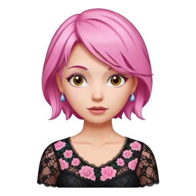 pink haired woman with lace patterned top sticker