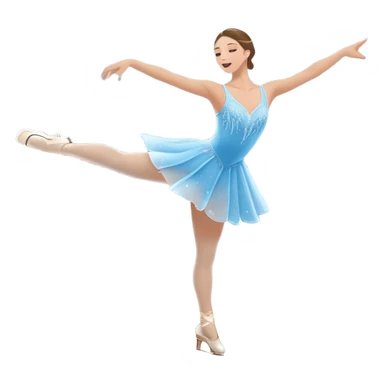 An icon showing a graceful figure skater performing a spin on the ice in a grand ice palace. The rink is illuminated by soft light beams, with cheering spectators in the stands. Snowflakes gently fall, adding to the magical atmosphere. Transparent background highlights elegance and artistry. sticker