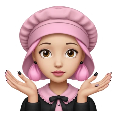 Pink bonnet black with nails sticker
