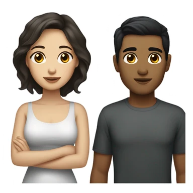 Dark hair olive skin woman and dark hair pale skin man sticker