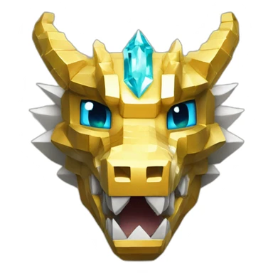 Minecraft Glitter Gold Dragon Head With Diamond Horn sticker