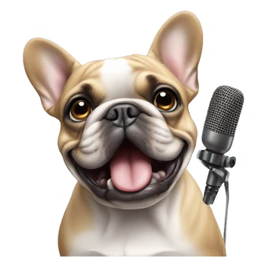 French bulldog with microphone sticker