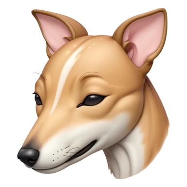 Meme-Worthy Cute Sleeping Fawn Greyhound Portrait Emoji, Head resting peacefully with a contented smile, showcasing a slender build and a luxuriously smooth fawn Fur, eyes shut in a serene nap, Simplified yet hilariously adorable features, highly detailed, glowing with a soft, drowsy light, high shine, relaxed and utterly lovable, stylized with an air of playful laziness, bright and heartwarming, soft glowing outline, capturing the essence of a comically sleepy racer, so meme-worthy it feels like it could instantly become the next viral sensation of adorable slumber! sticker